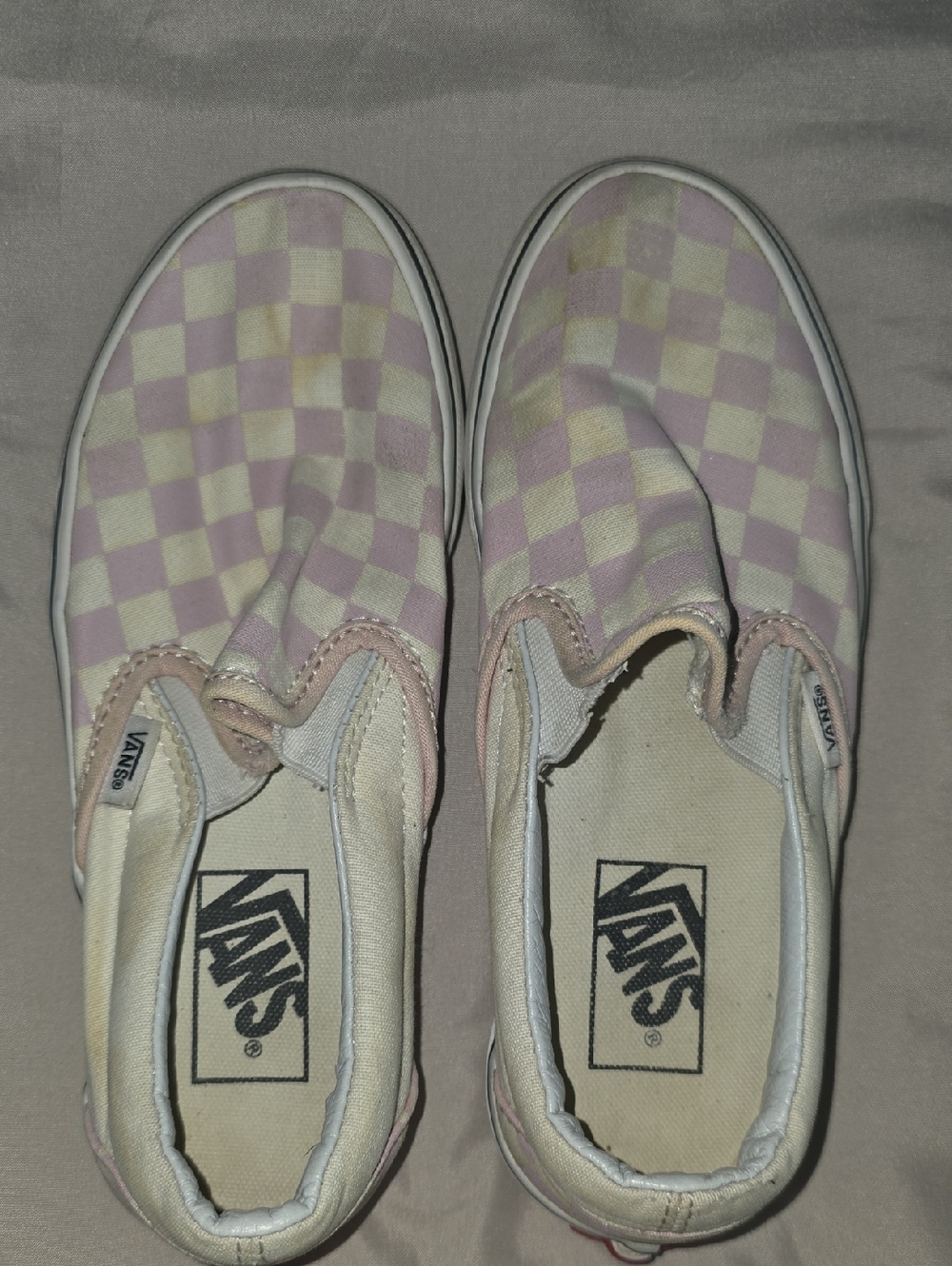 Vans Slip-On Checkerboard in Lavender & Cream